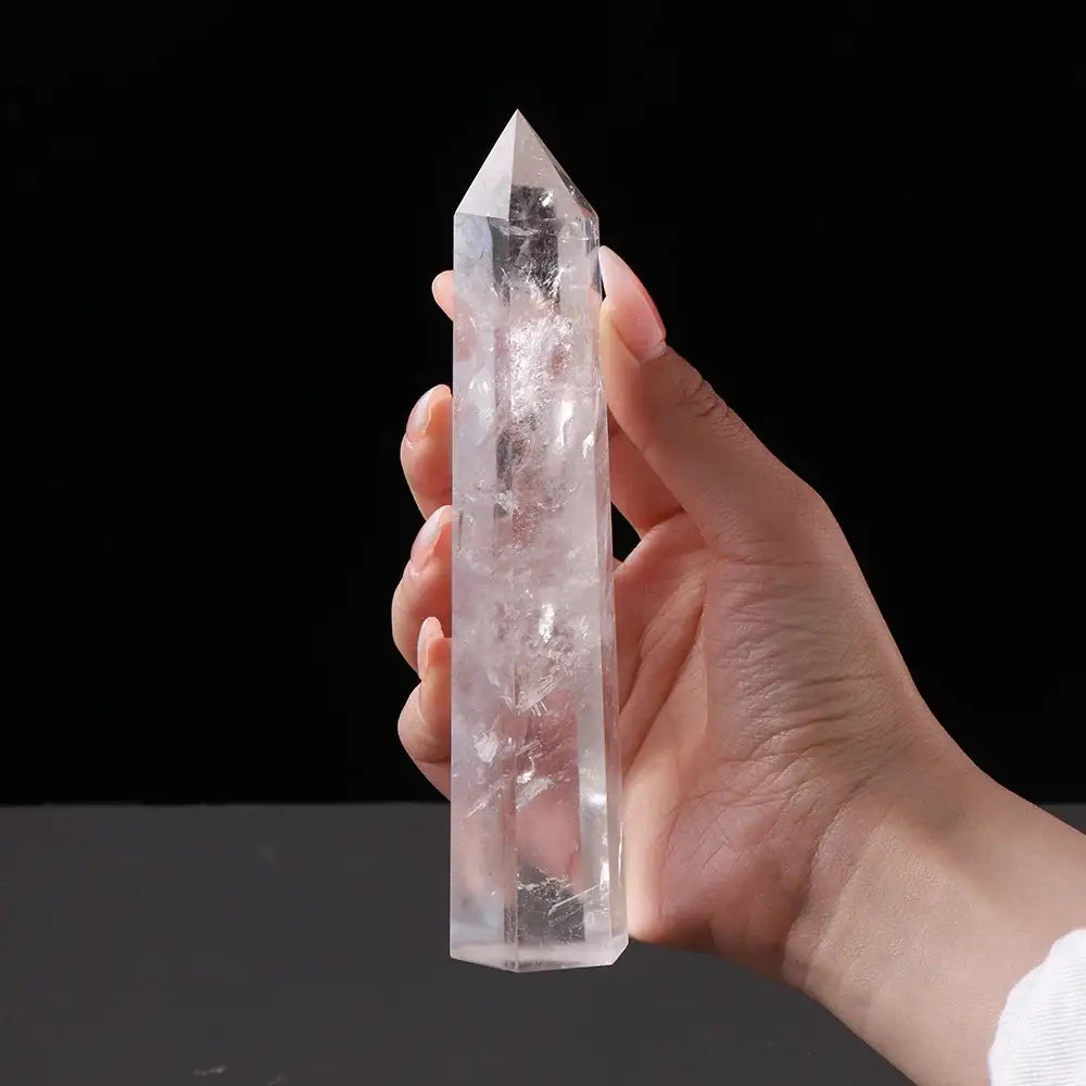 Big Wand Natural Crystal Clear Quartz Obelisk Tower – Healing and Home Decor - 5.5 inch - Clear Quartz