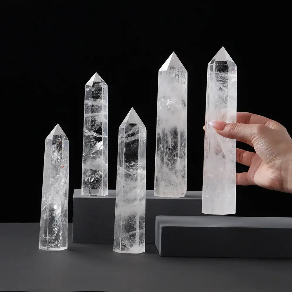 Oneness Ally Natural Crystal Clear Quartz Large Wand with hand