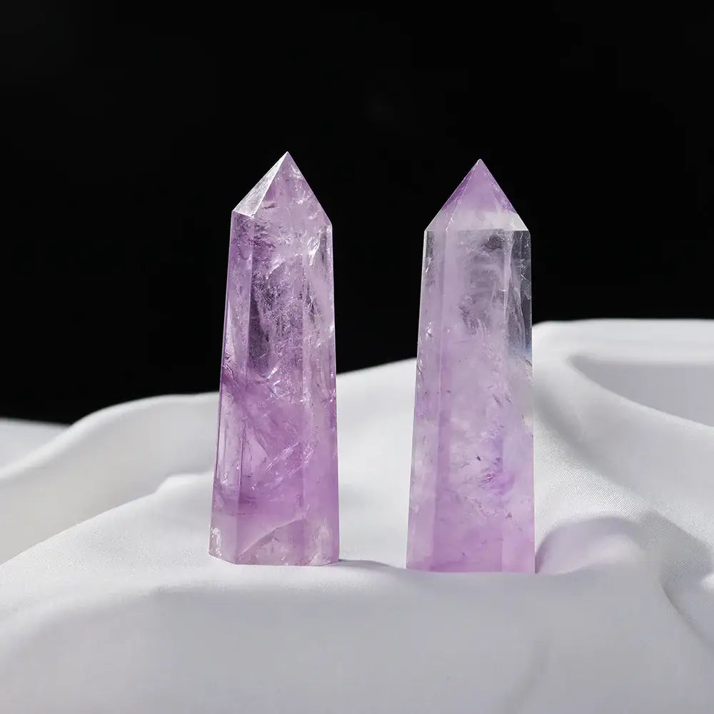 Oneness Ally Natural Brazilian Amethyst Obelisk Crystal Point 2 Crystals