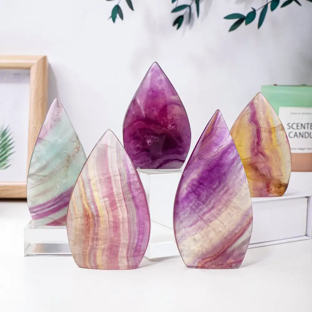 Watermelon Fluorite Flame – Elevate your space with Healing Crystal Décor - Fluorite / 6.5 - 7.0 oz - Fluorite