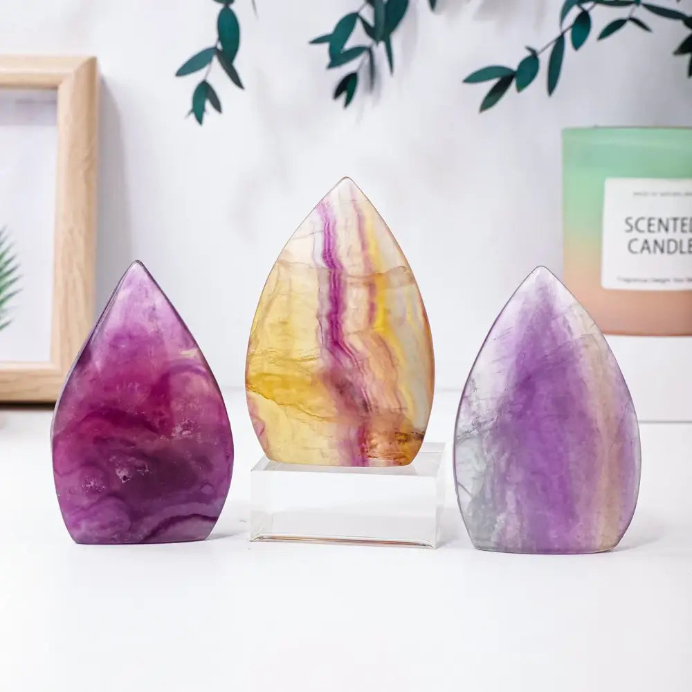 Watermelon Fluorite Flame – Elevate your space with Healing Crystal Décor - Fluorite / 6.5 - 7.0 oz - Fluorite