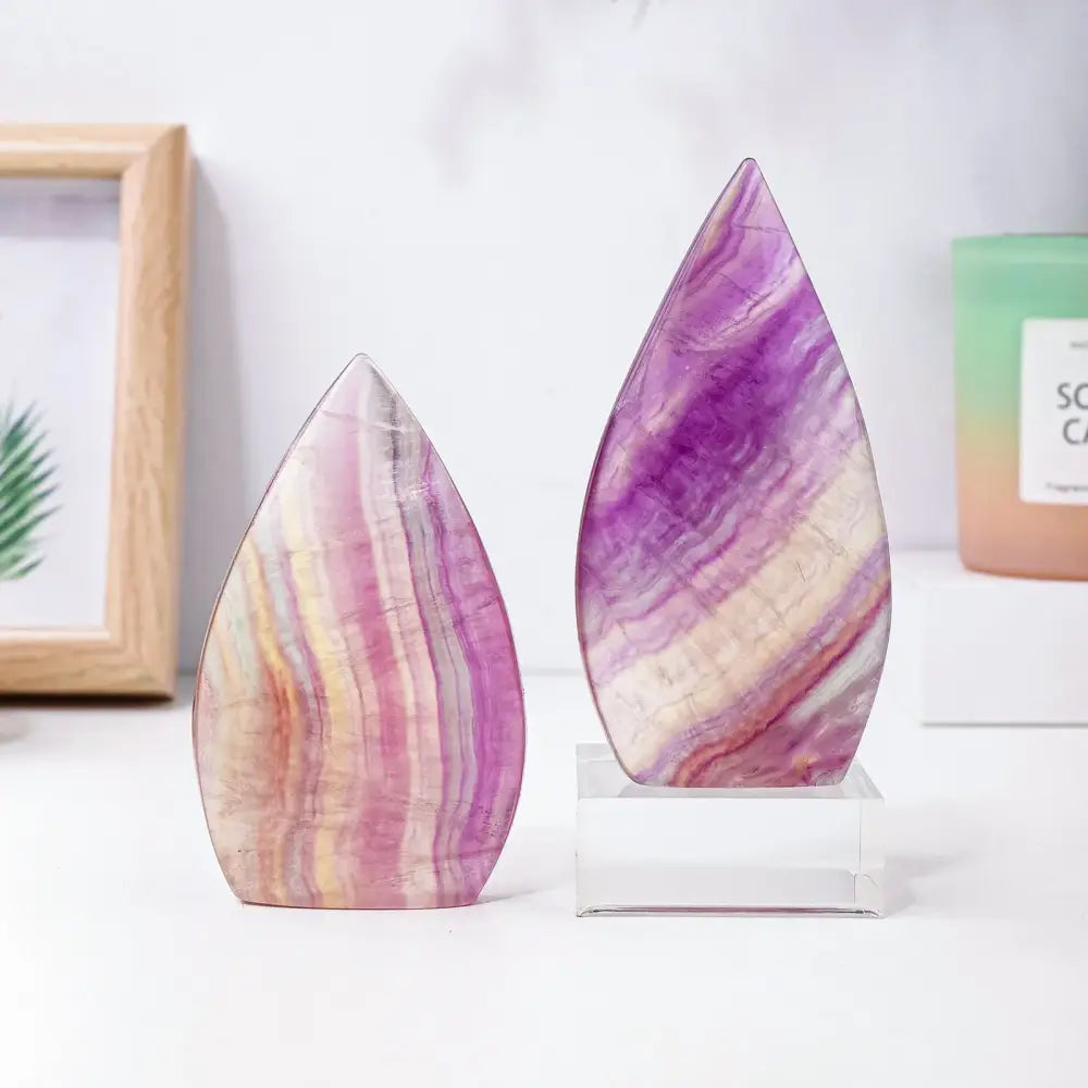 Watermelon Fluorite Flame – Elevate your space with Healing Crystal Décor - Fluorite / 6.5 - 7.0 oz - Fluorite