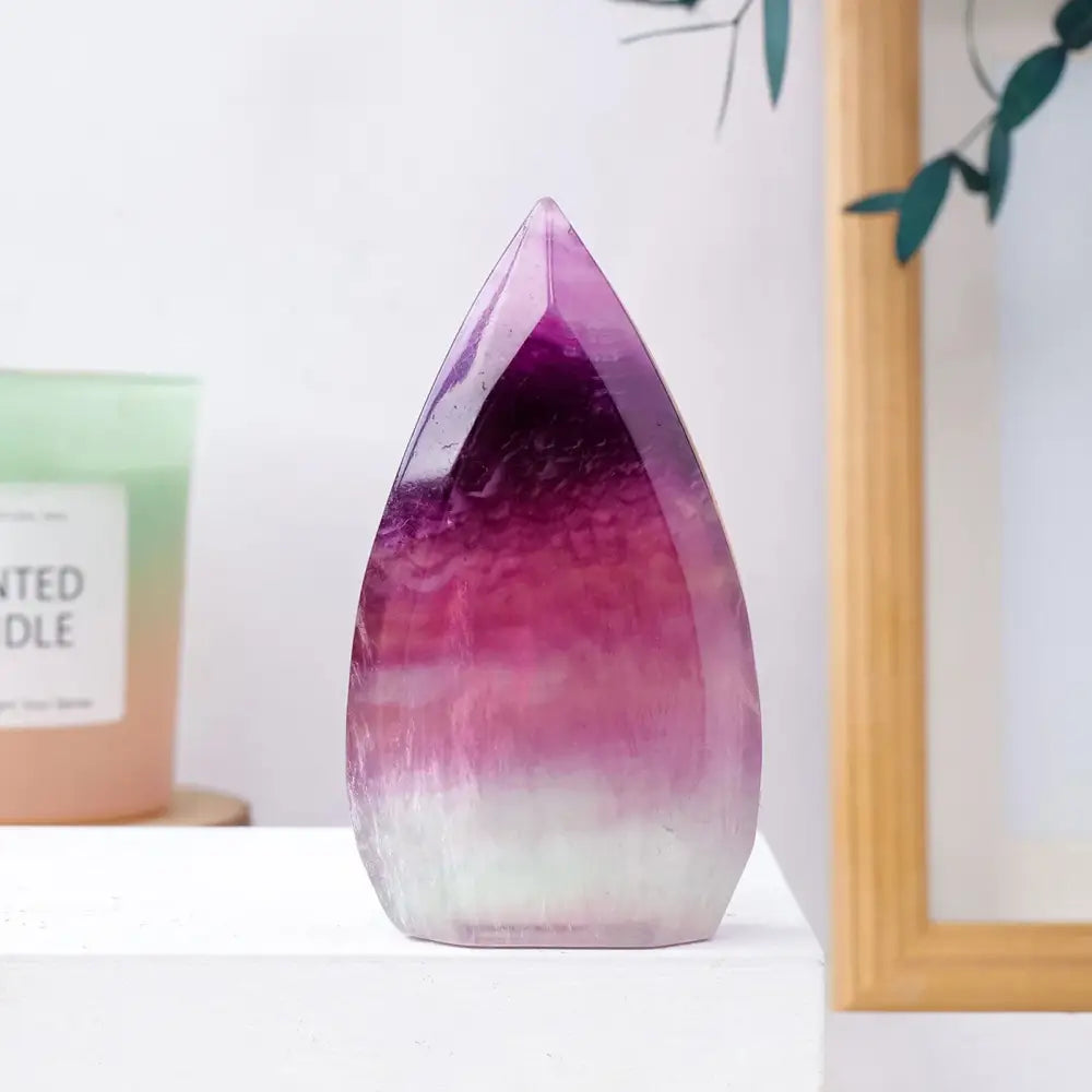 Watermelon Fluorite Flame – Elevate your space with Healing Crystal Décor - Fluorite / 6.5 - 7.0 oz - Fluorite