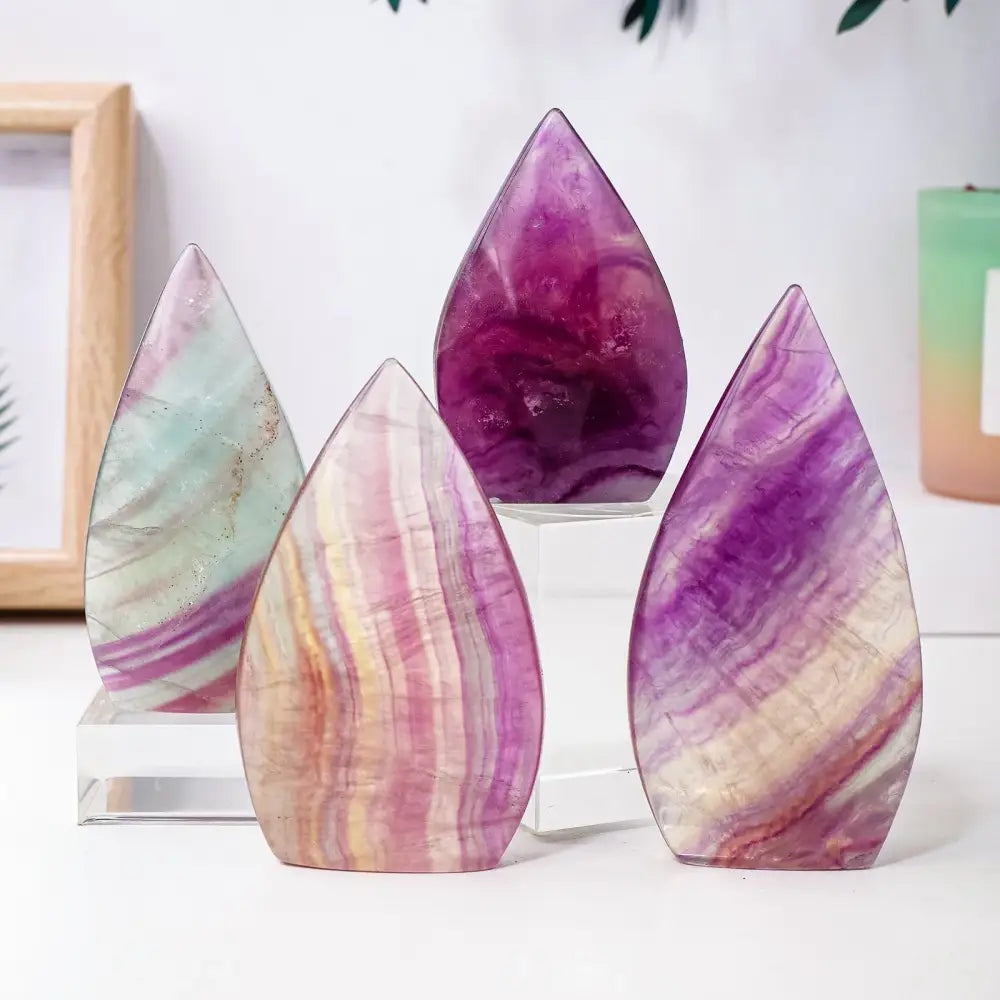 Watermelon Fluorite Flame – Elevate your space with Healing Crystal Décor - Fluorite / 6.5 - 7.0 oz - Fluorite