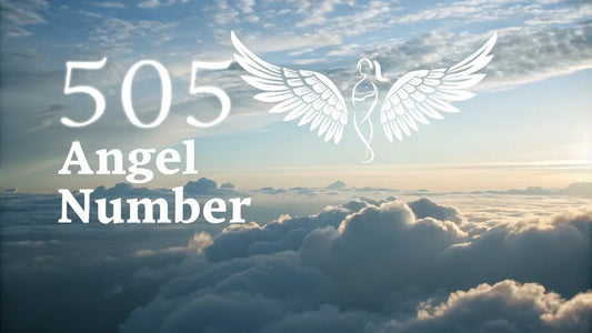 White text displaying ’505 Angel Number’ with a winged symbol above it.