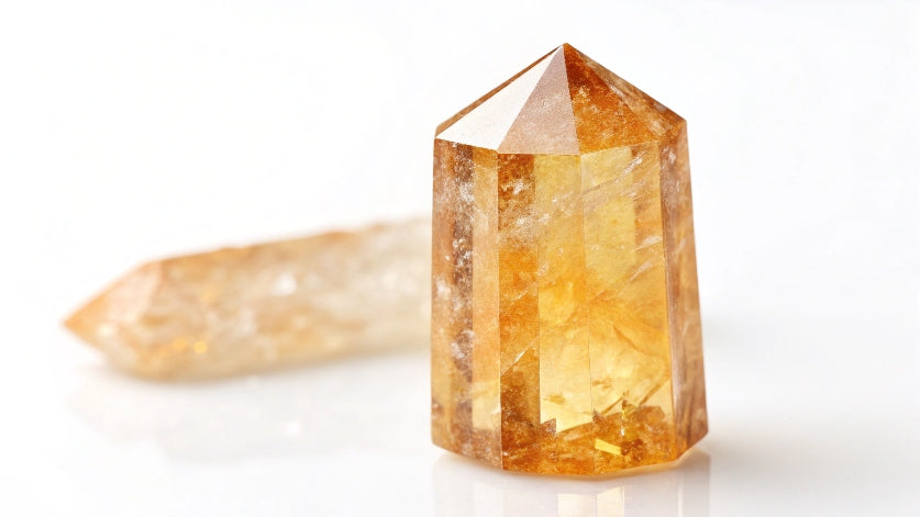 Translucent orange citrine crystal.