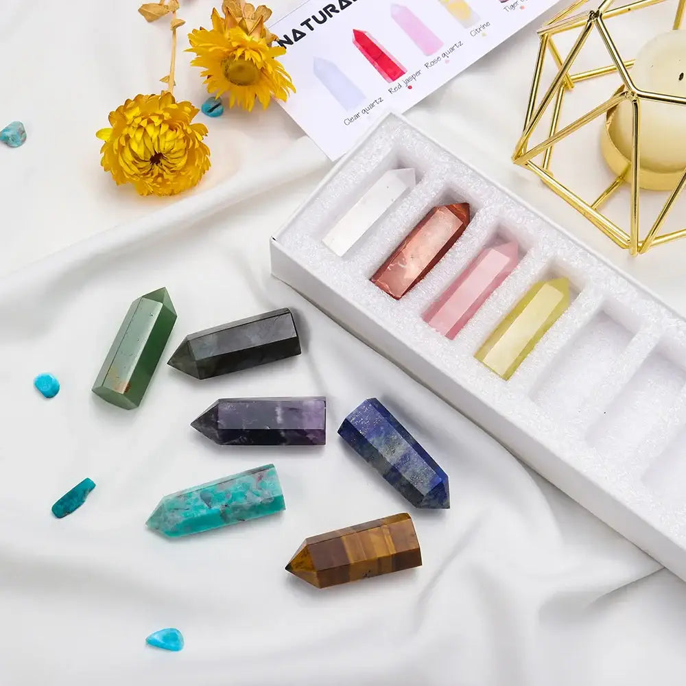 10 Natural Crystal Tower Gift Set - Elevate Your Space with Vibrational Energy - Gem Pack