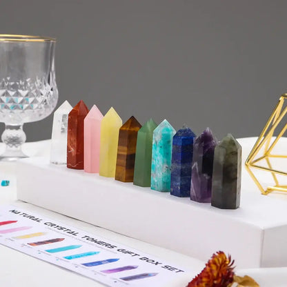 10 Natural Crystal Tower Gift Set - Elevate Your Space with Vibrational Energy - Gem Pack