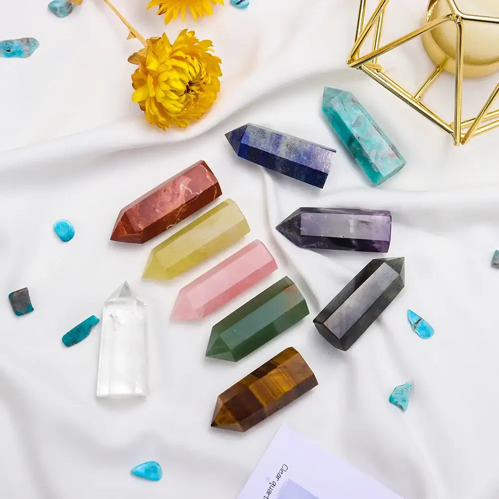 10 Natural Crystal Tower Gift Set - Elevate Your Space with Vibrational Energy - Gem Pack