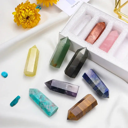 10 Natural Crystal Tower Gift Set - Elevate Your Space with Vibrational Energy - Gem Pack