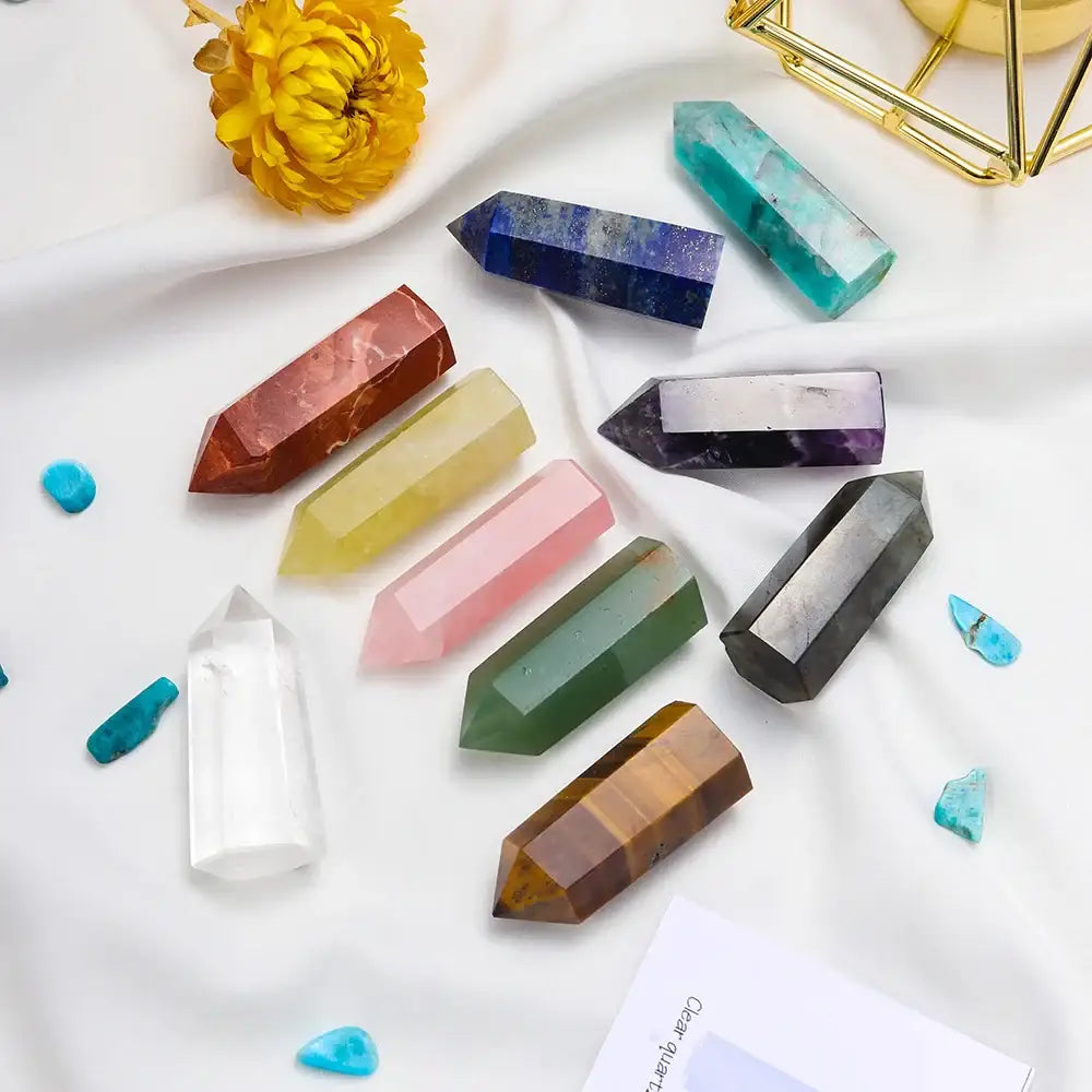 10 Natural Crystal Tower Gift Set - Elevate Your Space with Vibrational Energy - Gem Pack