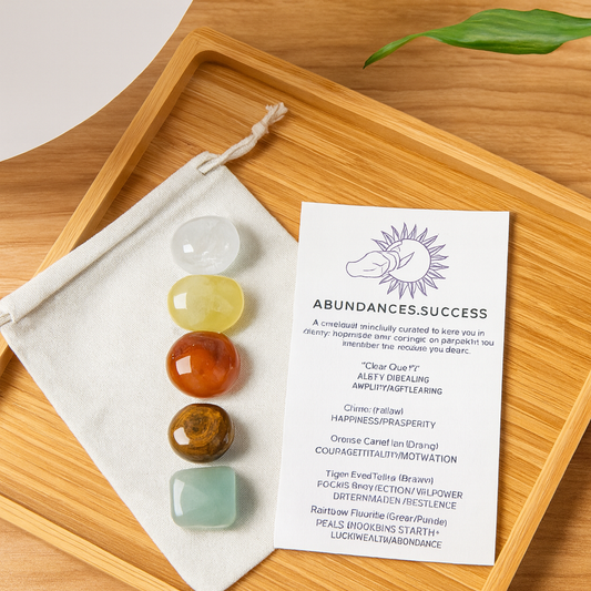Abundance & Success Crystal Kit ✨ | Manifestation, Prosperity & Energy | Clear Quartz, Citrine, Carnelian, Tiger Eye, Fluorite