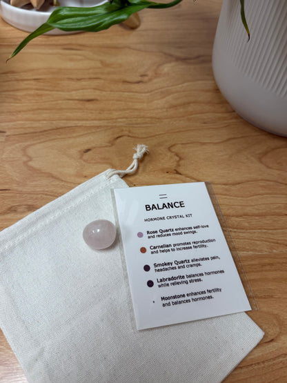 Emotional Support | Balance Crystal Kit | Rose Quartz, Carnelian, Smokey Quartz, Moonstone, Labradorite