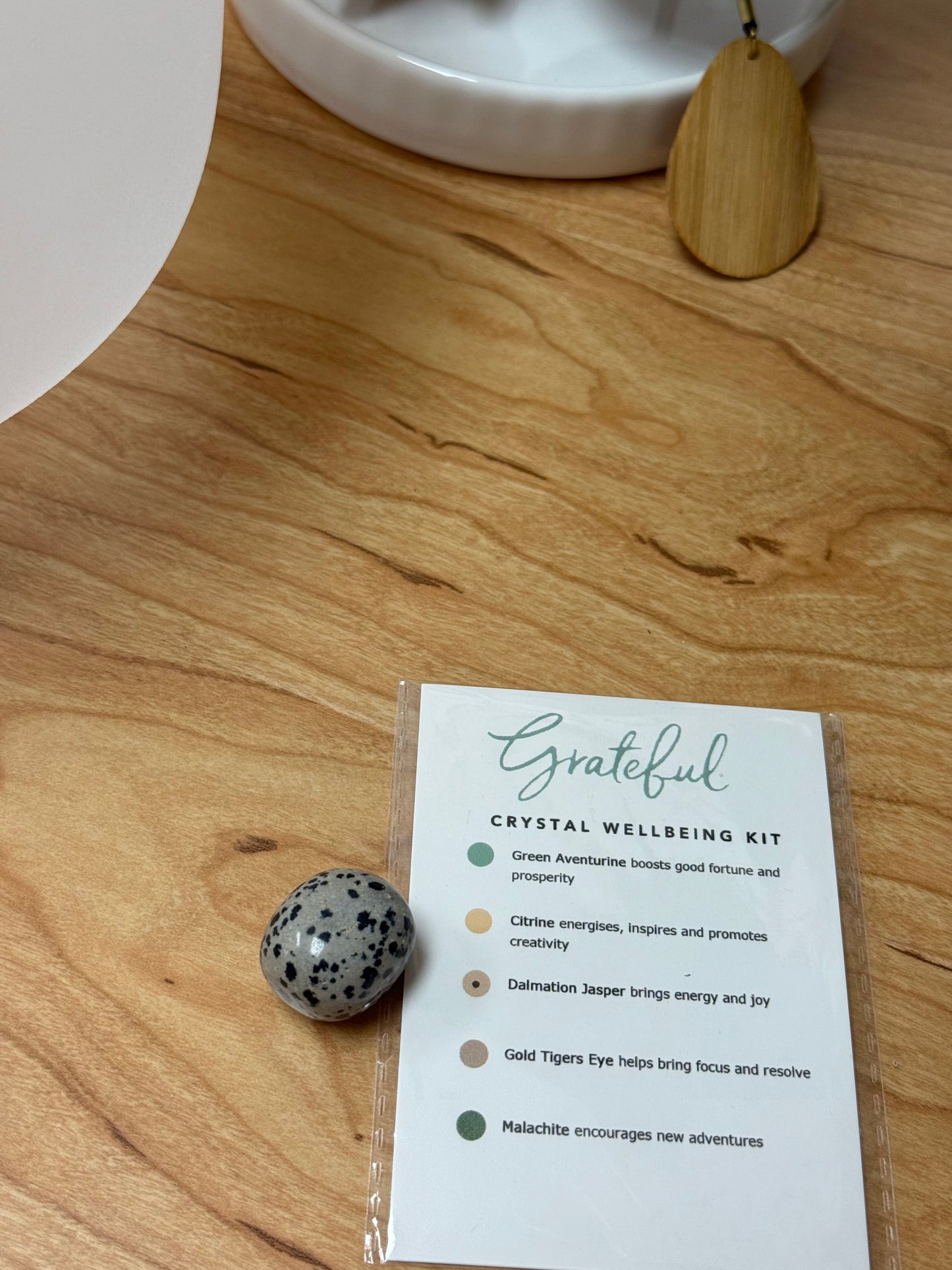 Grateful Crystal Kit | Positivity, Prosperity & Manifestation | Aventurine, Citrine, Jasper, Tiger’s Eye, Malachite, Selenite