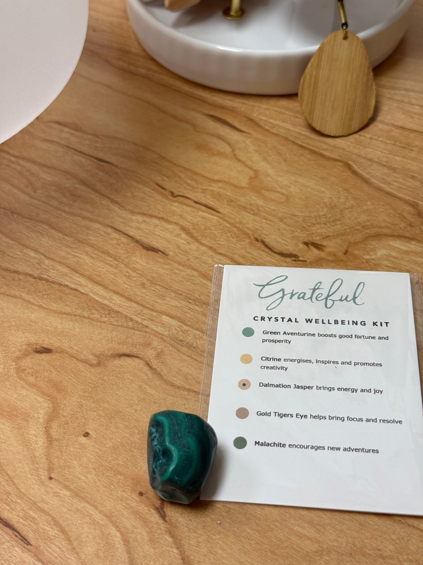 Grateful Crystal Kit | Positivity, Prosperity & Manifestation | Aventurine, Citrine, Jasper, Tiger’s Eye, Malachite, Selenite