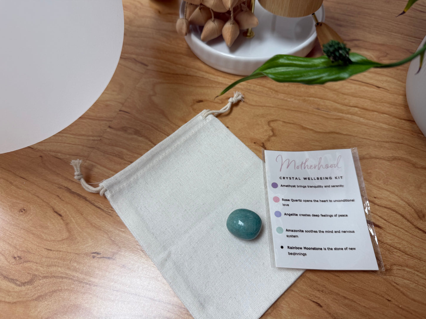 Motherhood Nurturing, Love & Serenity Crystal Kit | Amethyst, Rose Quartz, Angelite, Amazonite, Moonstone, Selenite