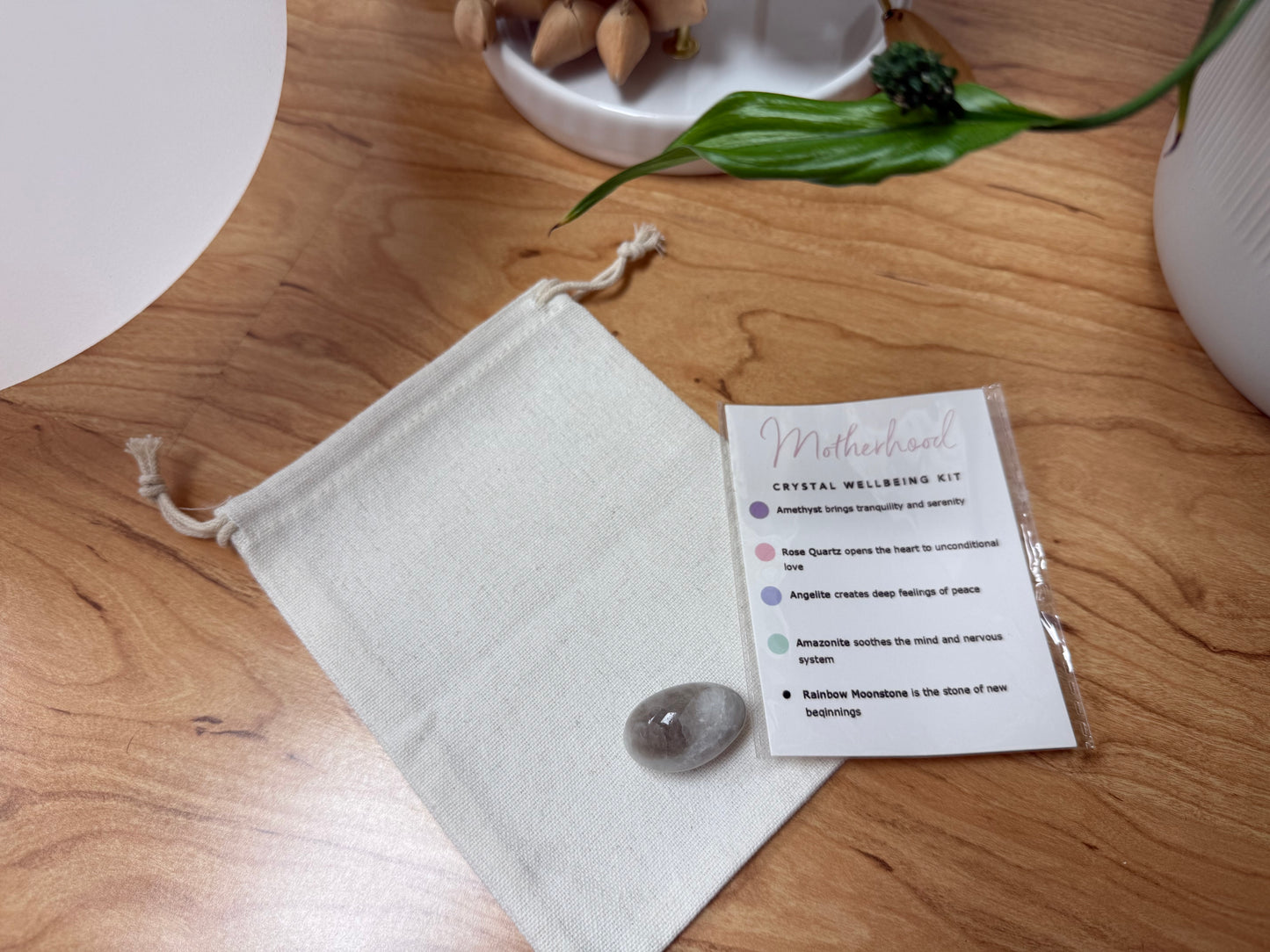 Motherhood Nurturing, Love & Serenity Crystal Kit | Amethyst, Rose Quartz, Angelite, Amazonite, Moonstone, Selenite