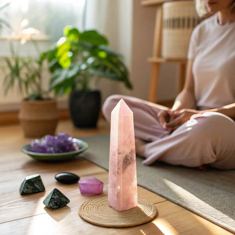 Setting Intentions with Morning Meditation and Rose Quartz for Balance