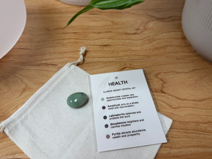 Wellness, Energy & Healing Support | Health Crystal Kit | Aventurine, Amethyst, Labradorite, Bloodstone, Pyrite