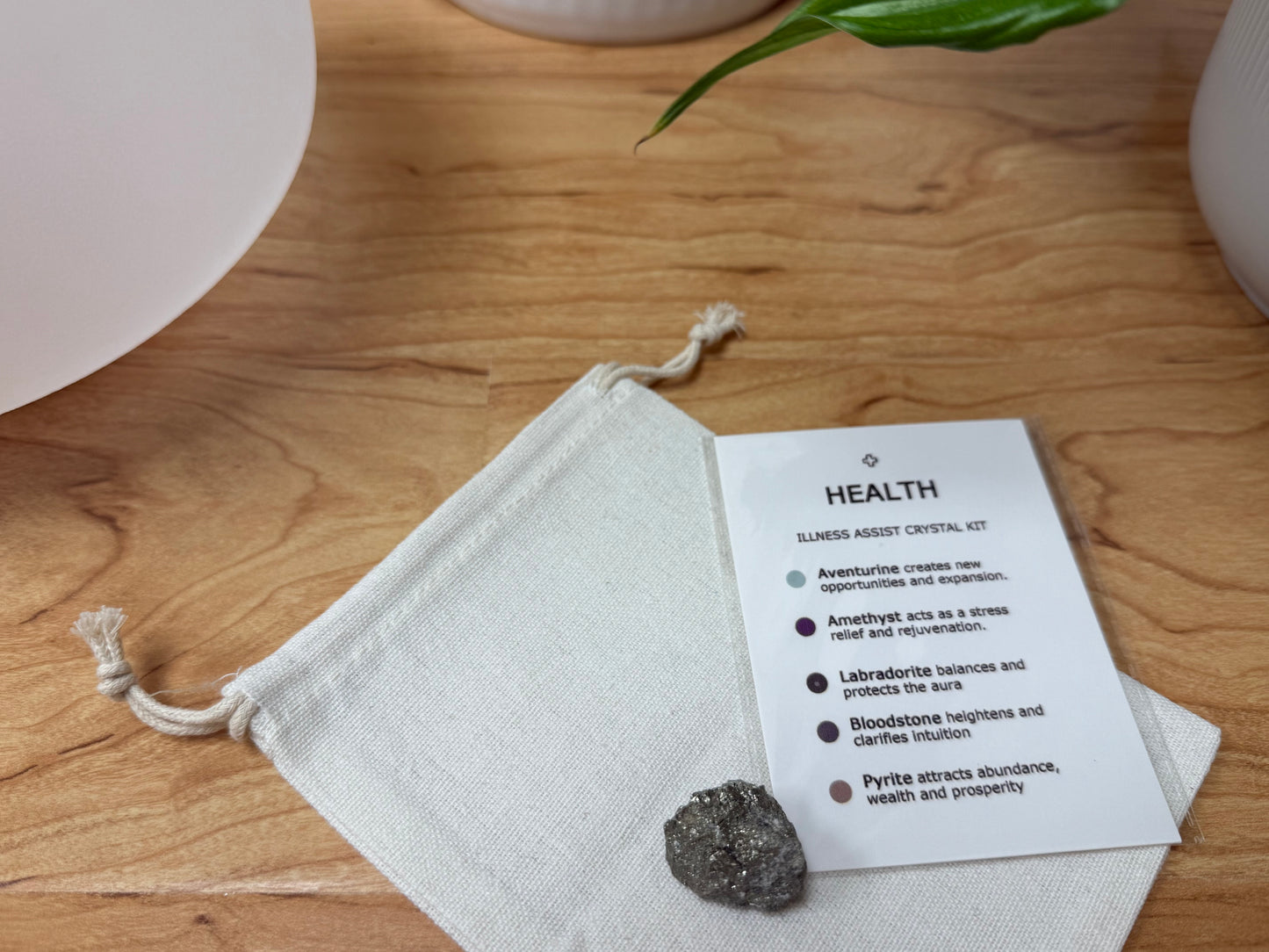 Wellness, Energy & Healing Support | Health Crystal Kit | Aventurine, Amethyst, Labradorite, Bloodstone, Pyrite