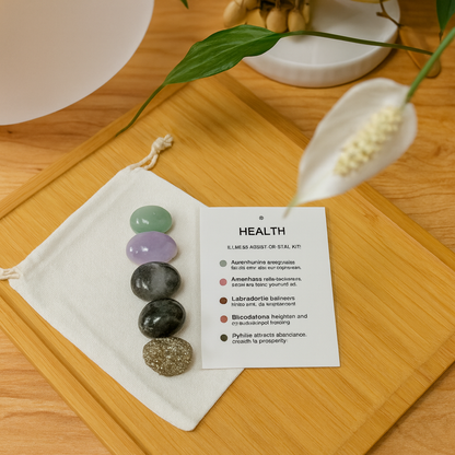 Wellness, Energy & Healing Support | Health Crystal Kit | Aventurine, Amethyst, Labradorite, Bloodstone, Pyrite