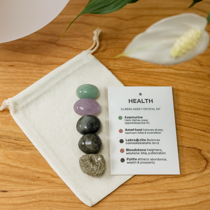 Wellness, Energy & Healing Support | Health Crystal Kit | Aventurine, Amethyst, Labradorite, Bloodstone, Pyrite
