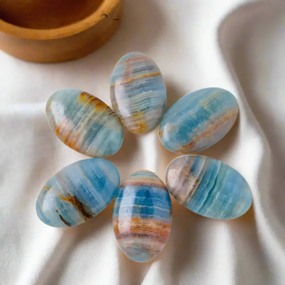 Blue Onyx Palm Stone for Calm Balance & Meditation - blue onyx - RARE