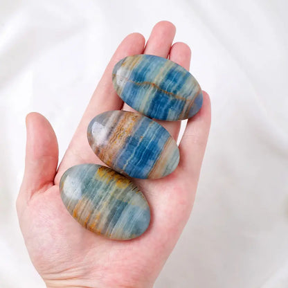 Blue Onyx Palm Stone for Calm Balance & Meditation - blue onyx - RARE