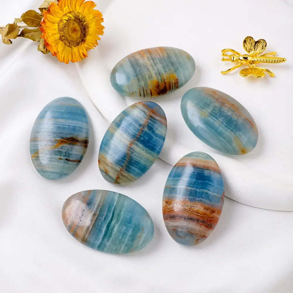 Blue Onyx Palm Stone for Calm Balance & Meditation - blue onyx - RARE