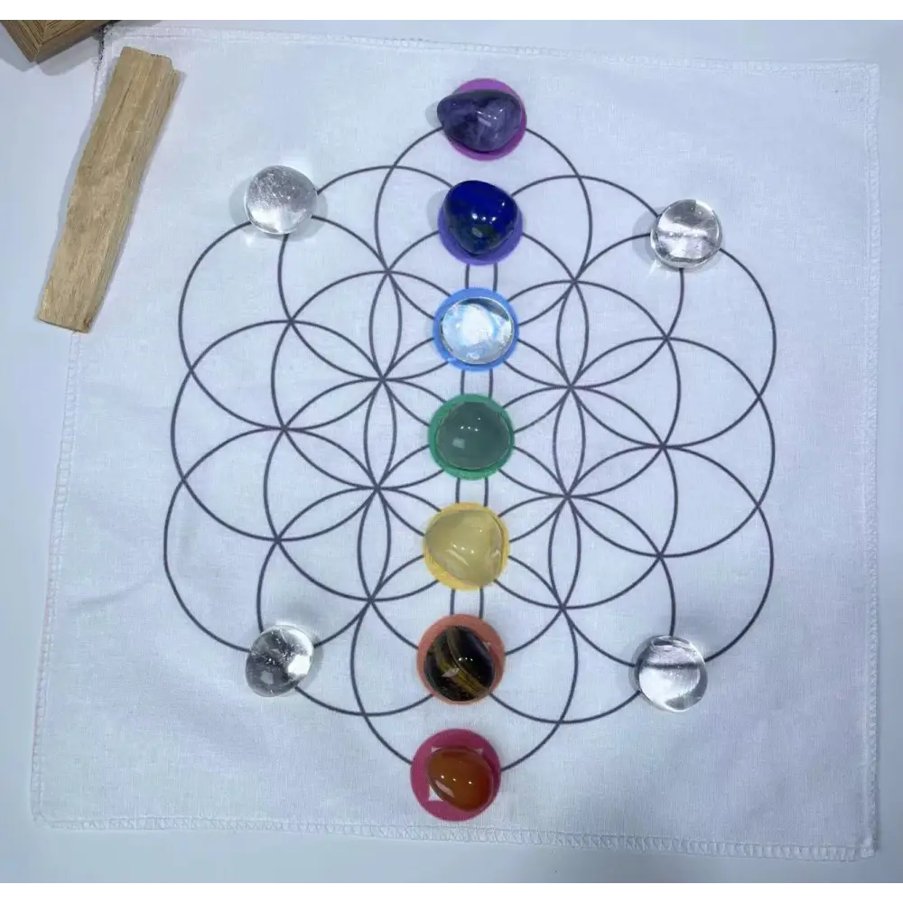 Chakra Crystal Grid with Seed of Life Grid