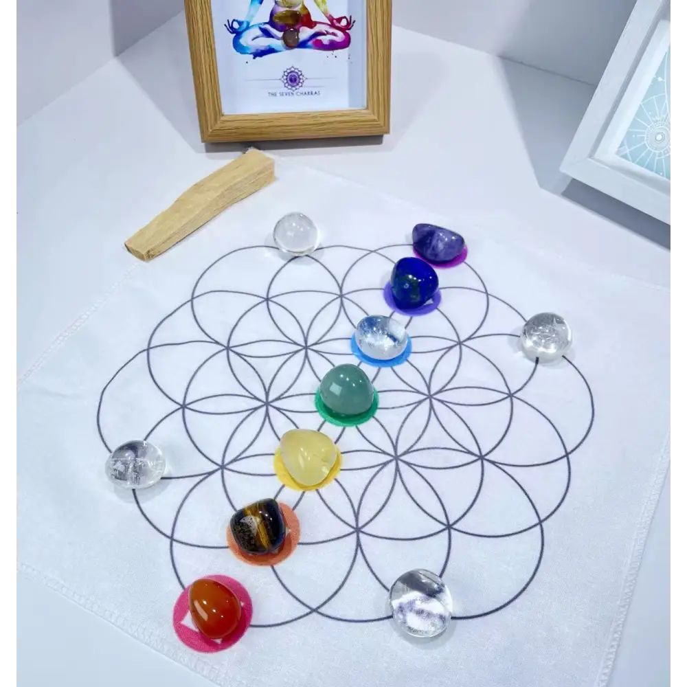 Chakra Crystal Grid with Seed of Life Grid