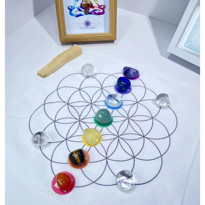 Chakra Crystal Grid with Seed of Life Grid