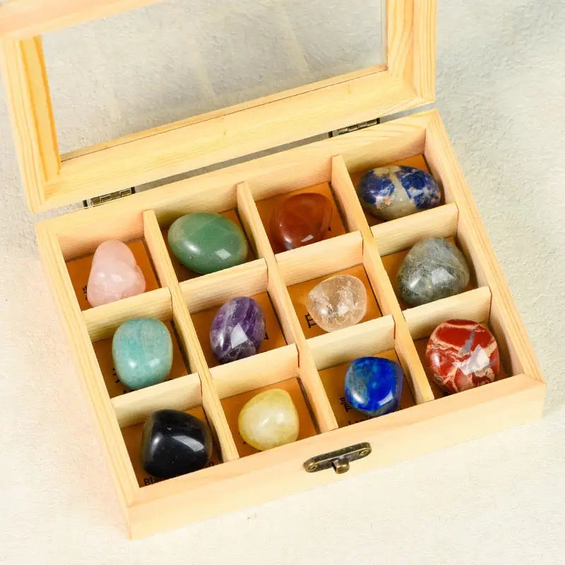 Complete Healing Crystal Collection with Wooden Box: A Gateway to Balance and Harmony - Gem Pack