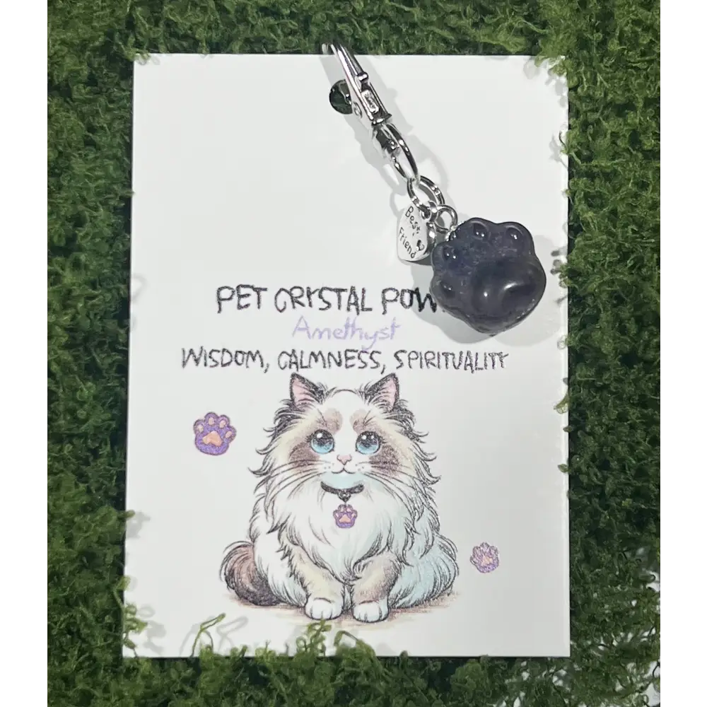 Crystal Paw Charms: Healing Energy for Your Beloved Cat - Amethyst - Multiple