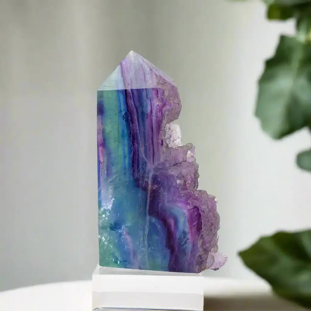 Oneness Ally Raw Natural Colorful Fluorite Crystal Point