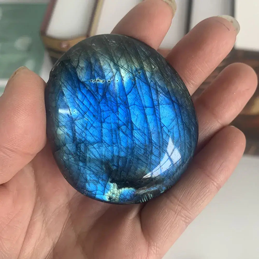 Labradorite Palm Crystal – Moonstone Energy Crystal for Healing and Home Decor - 2.8 oz - Labradorite