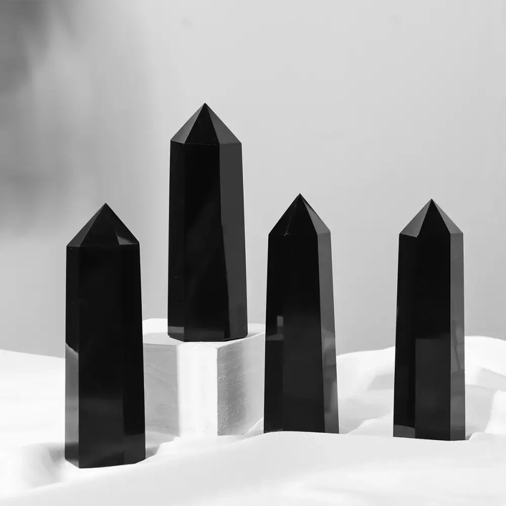 Natural Crystal Obsidian Jumbo Hexagonal Tower – High-Quality Rock Mineral for Healing and Decor - 4.5 - 5 in - Obsidian