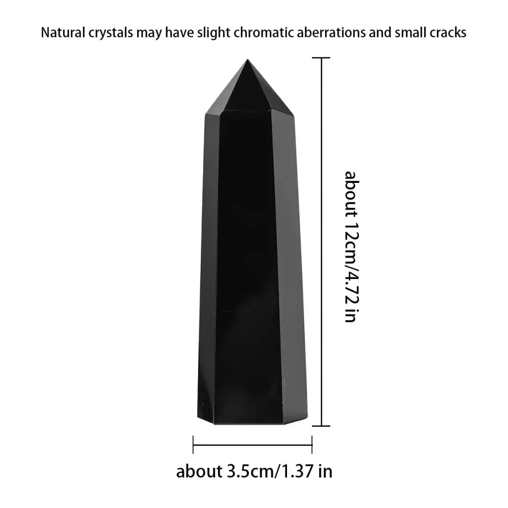 Natural Crystal Obsidian Jumbo Hexagonal Tower – High-Quality Rock Mineral for Healing and Decor - 4.5 - 5 in - Obsidian