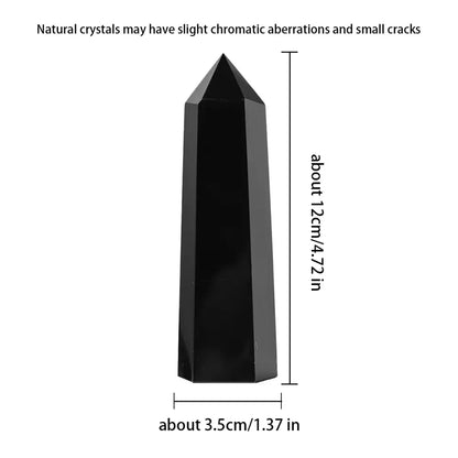 Natural Crystal Obsidian Jumbo Hexagonal Tower – High-Quality Rock Mineral for Healing and Decor - 4.5 - 5 in - Obsidian