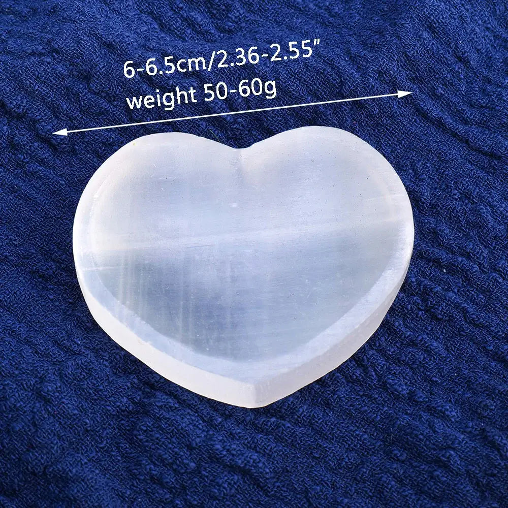 Oneness Ally White Selenite Heart-Shaped Bowl for Healing and Recharging on Hand  1 crystals