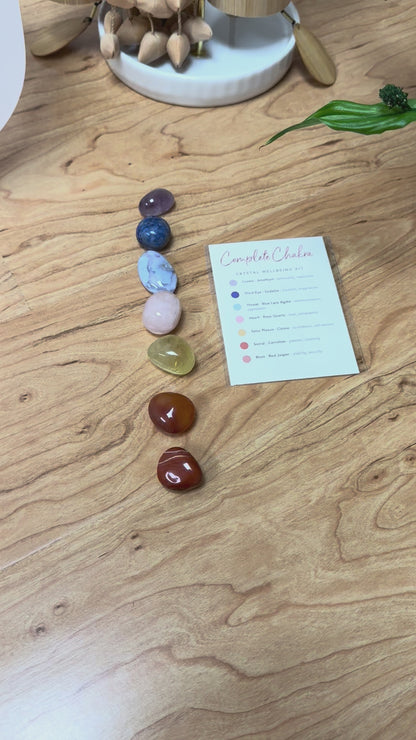 Complete Chakra Balance, Energy, Meditation, Self-Care Crystal Kit | 7 Chakra Healing Stones with Selenite