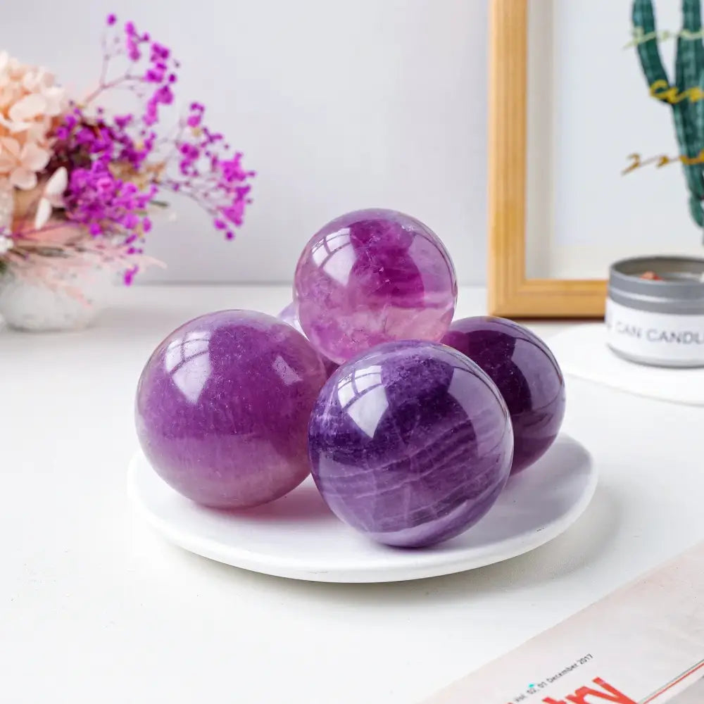 Purple Fluorite Crystal Sphere: Elevate Your Space and Spirit - Purple fluorite / 50mm-60mm - Fluorite