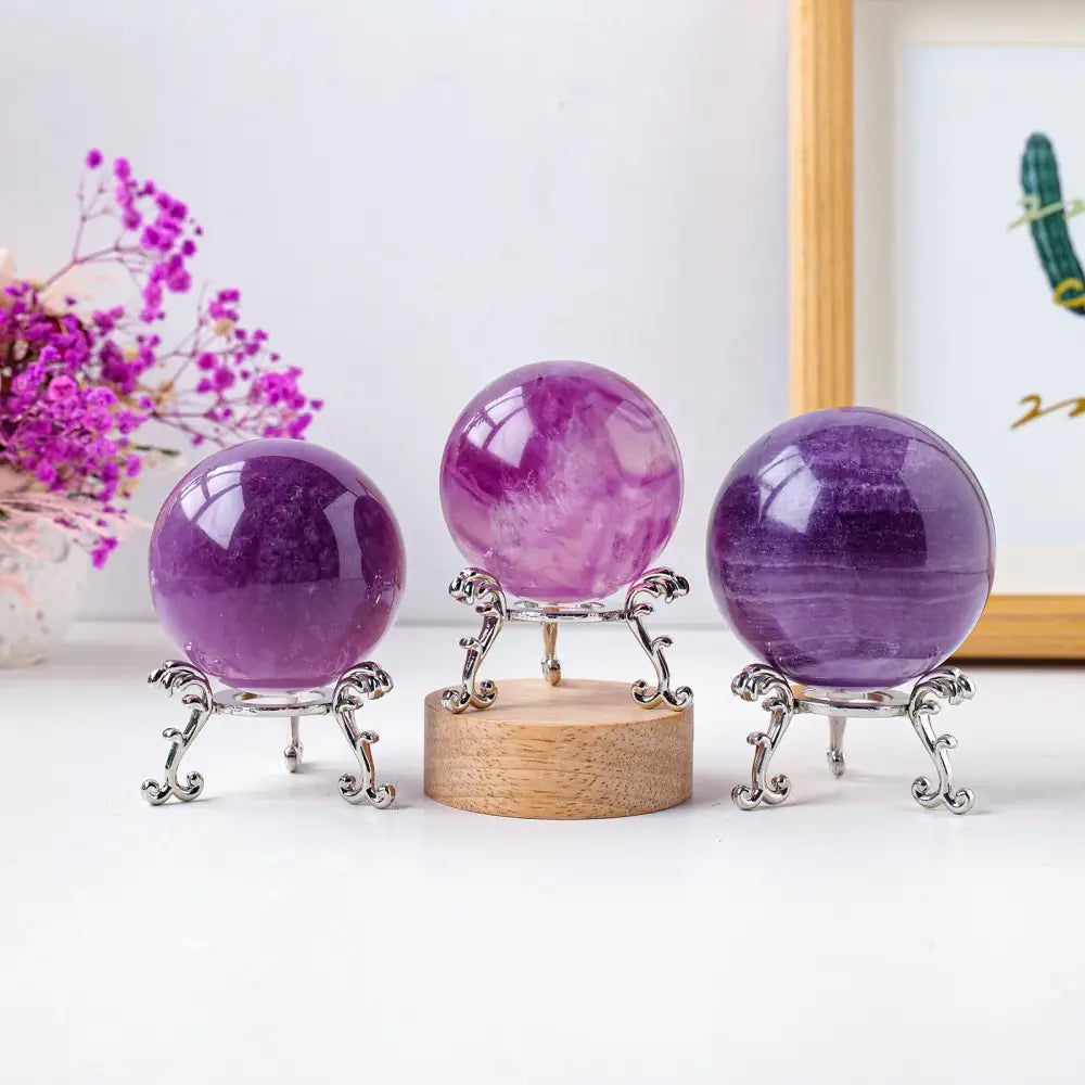 Purple Fluorite Crystal Sphere: Elevate Your Space and Spirit - Purple fluorite / 50mm-60mm - Fluorite