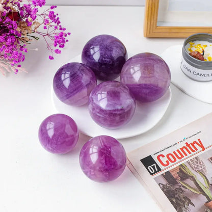 Purple Fluorite Crystal Sphere: Elevate Your Space and Spirit - Purple fluorite / 50mm-60mm - Fluorite