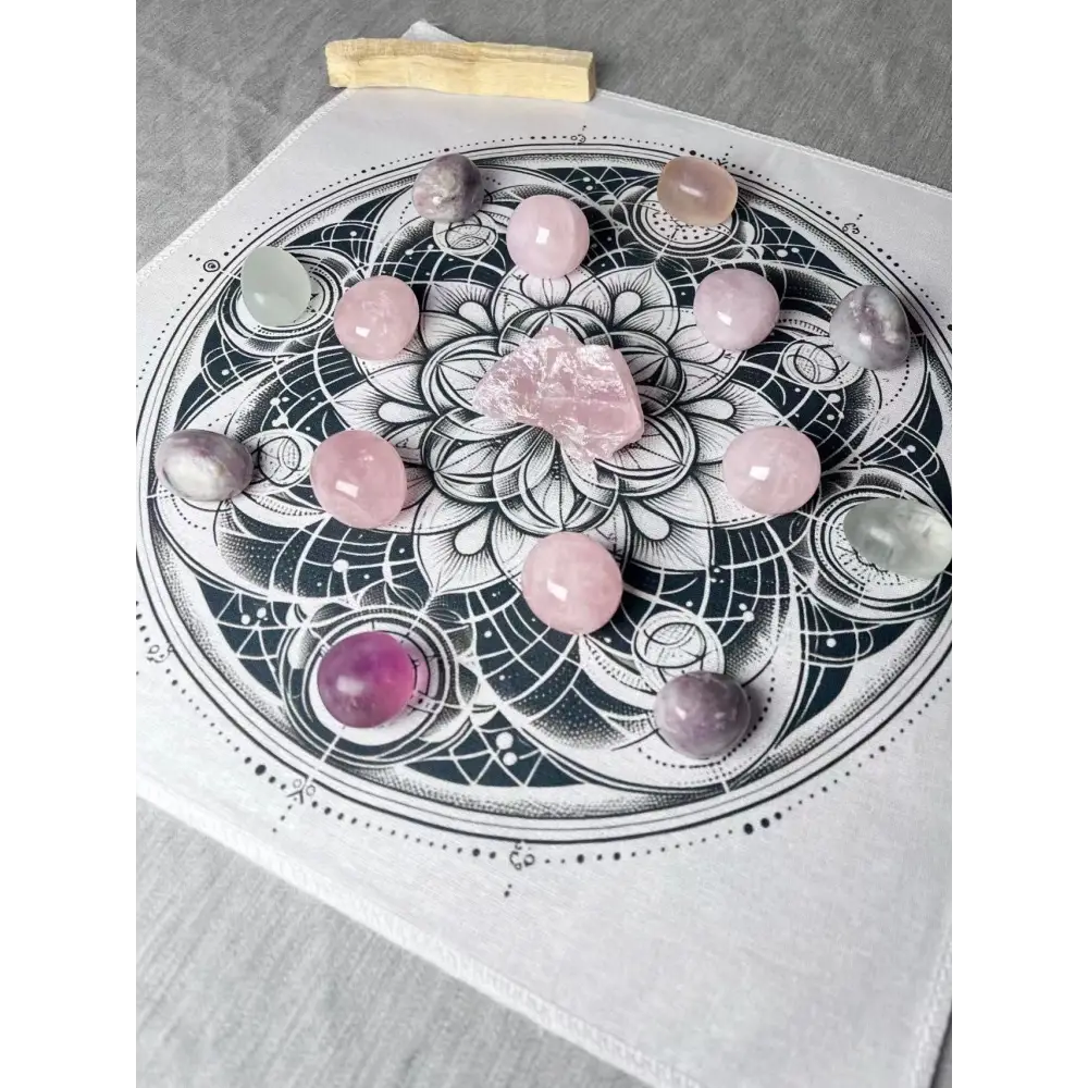 Rose Quartz and Sacred Geometry Crystal Grid