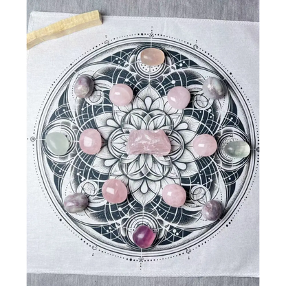 Rose Quartz and Sacred Geometry Crystal Grid