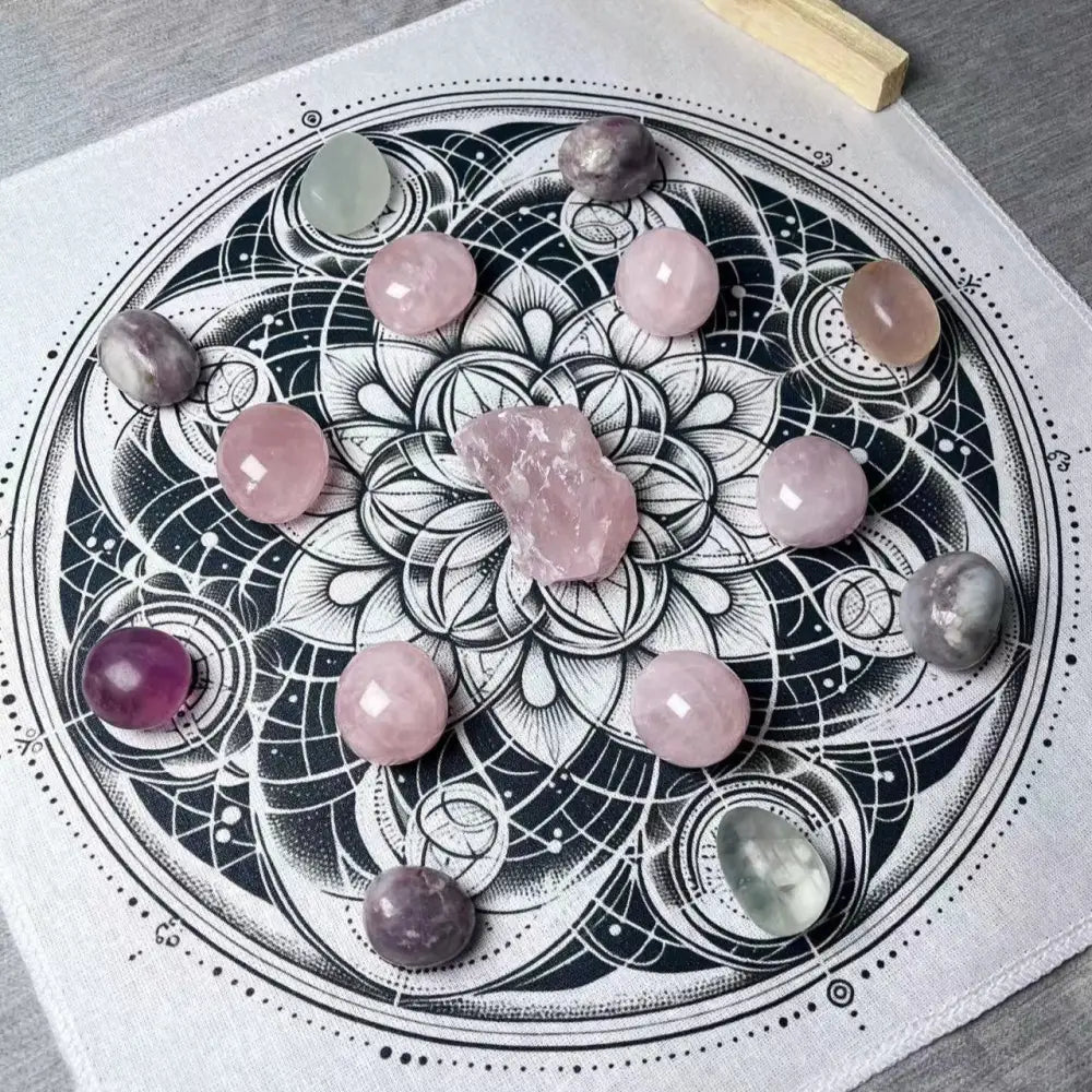 Rose Quartz and Sacred Geometry Crystal Grid