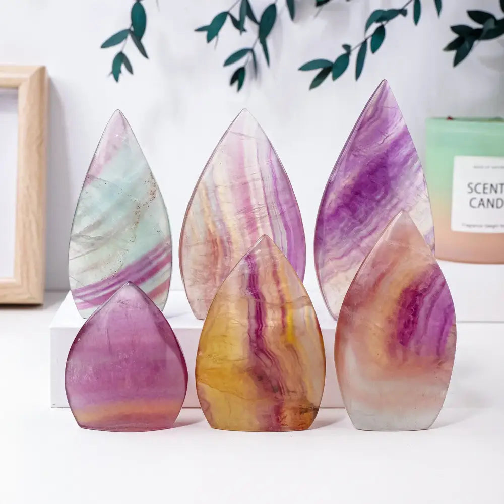 Watermelon Fluorite Flame – Elevate your space with Healing Crystal Décor - Fluorite / 6.5 - 7.0 oz - Fluorite