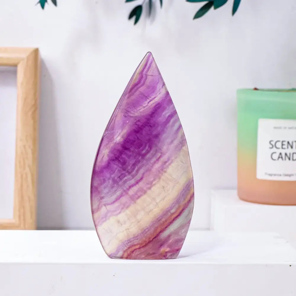 Watermelon Fluorite Flame – Elevate your space with Healing Crystal Décor - Fluorite / 6.5 - 7.0 oz - Fluorite