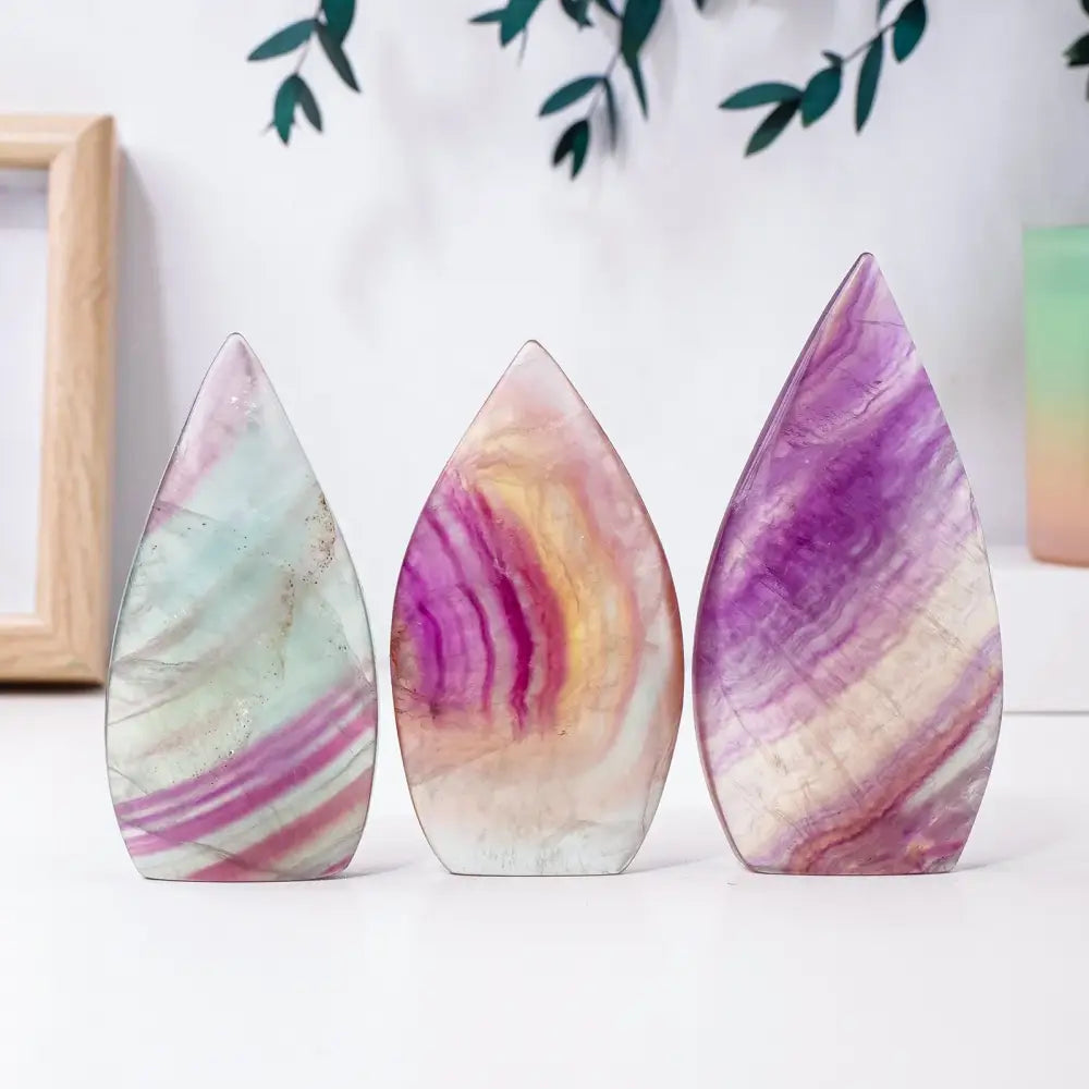Watermelon Fluorite Flame – Elevate your space with Healing Crystal Décor - Fluorite / 6.5 - 7.0 oz - Fluorite